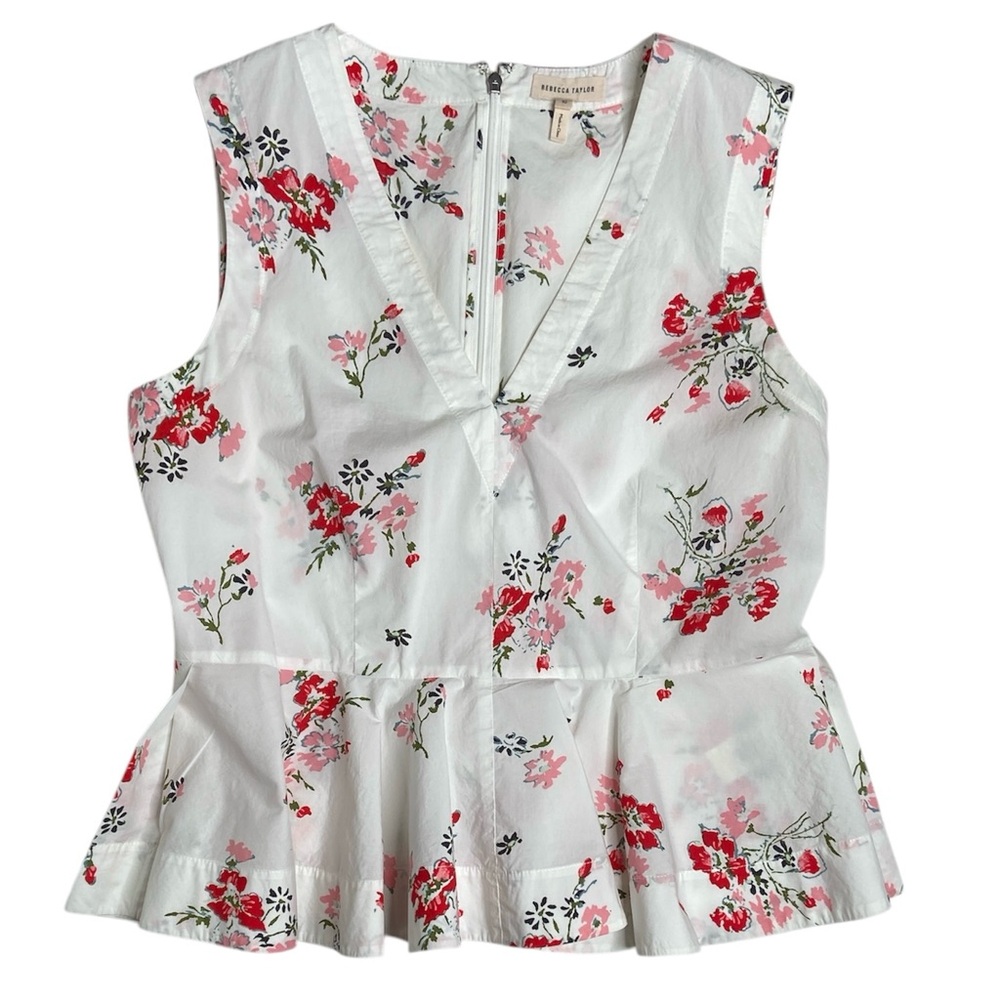 Rebecca Taylor Floral Peplum Sleeveless Top Size 10